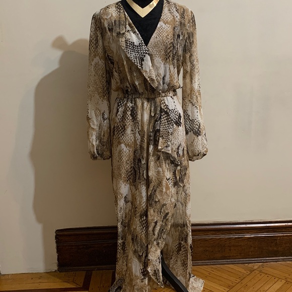Snake Print Long Sleeve Dress - Picture 2 of 11